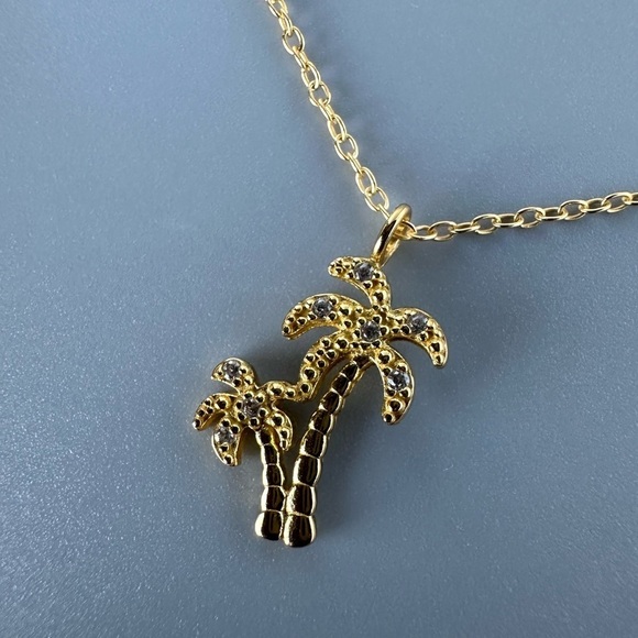 14k Gold Vermeil Palm Tree Necklace - Picture 9 of 12